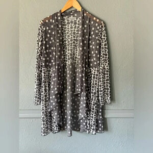 Vine Street Apparel Sheer Mixed Print Cardigan Open Front Drape S